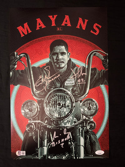 JD Pardo, Michael Irby, Emilio Rivera signed Mayans 11x17 photo W/ Beckett + JSA COA